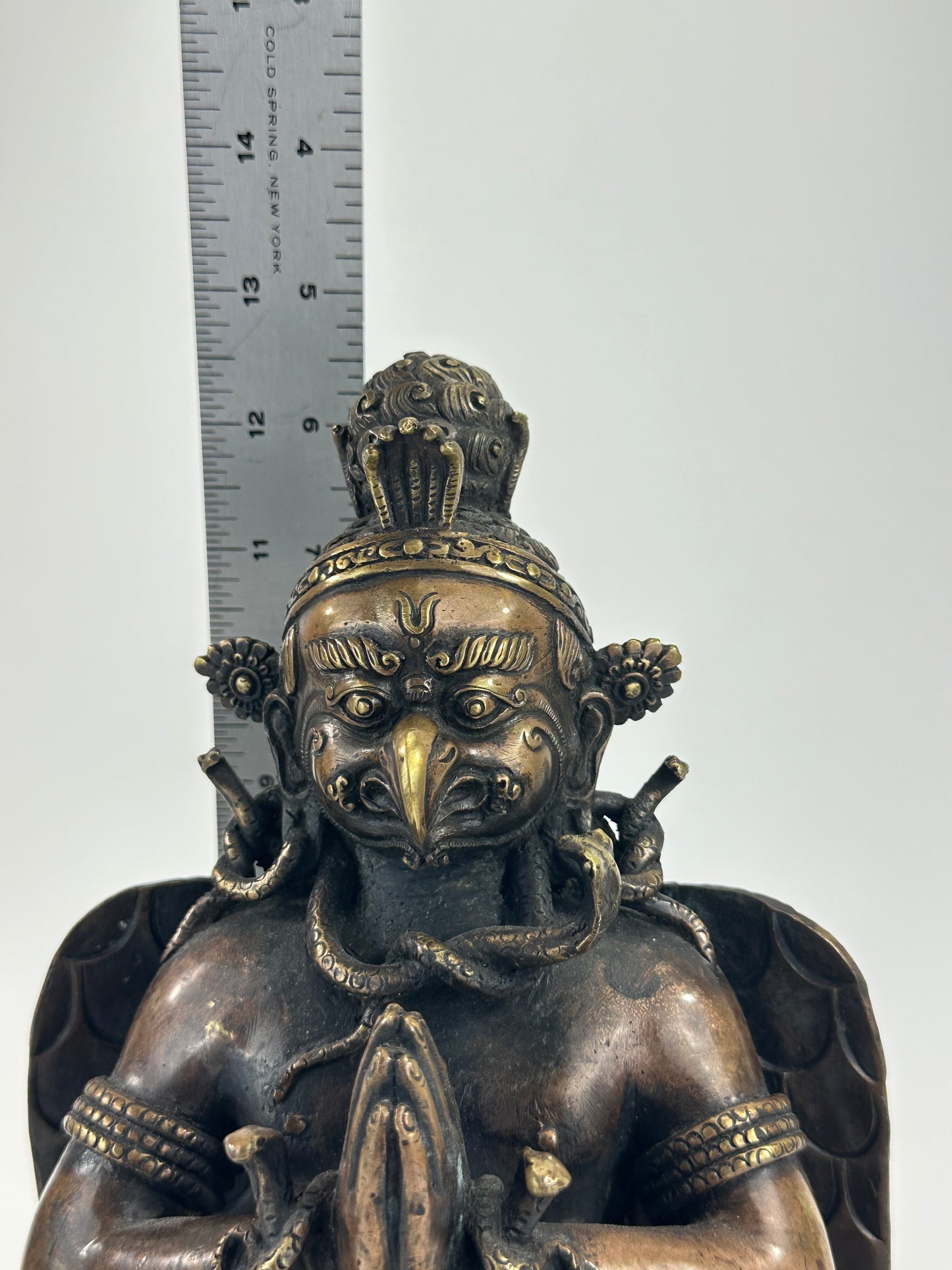 Vintage Nepalese Bronze Garuda Figure Buddhist Guardian Deity 12.5" LS#097