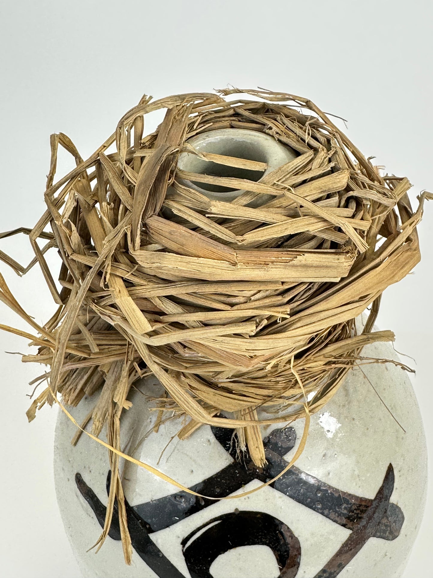 Antique Japanese 1800's Tokkuri Sake Jug Calligraphy Ceramic Vase 10" "Shinzou"