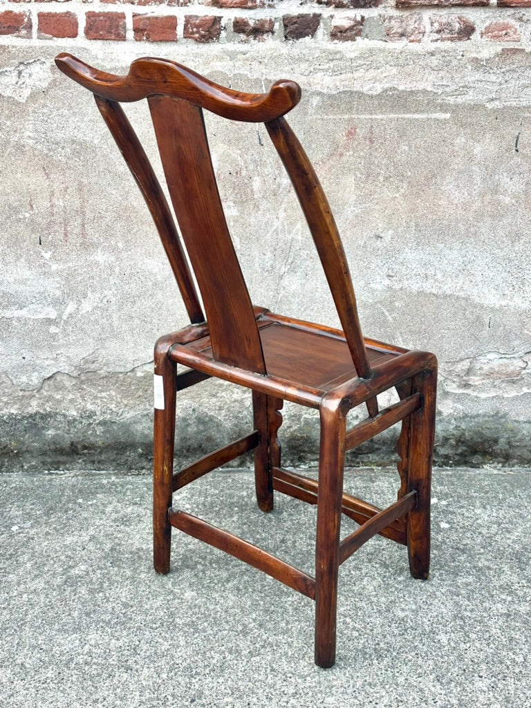 Antique Chinese Elm Yoke Back Official's Hat Chair Guanmaoyi Late Qing Dynasty 38"H LS#139