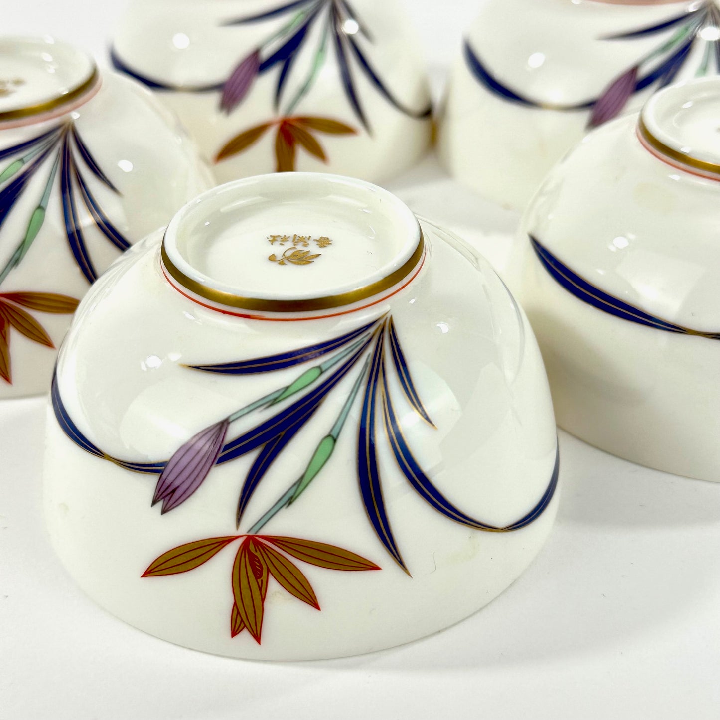 Vintage Koransha Arita Porcelain Yunomi Tea Cup Set of Five Original Box