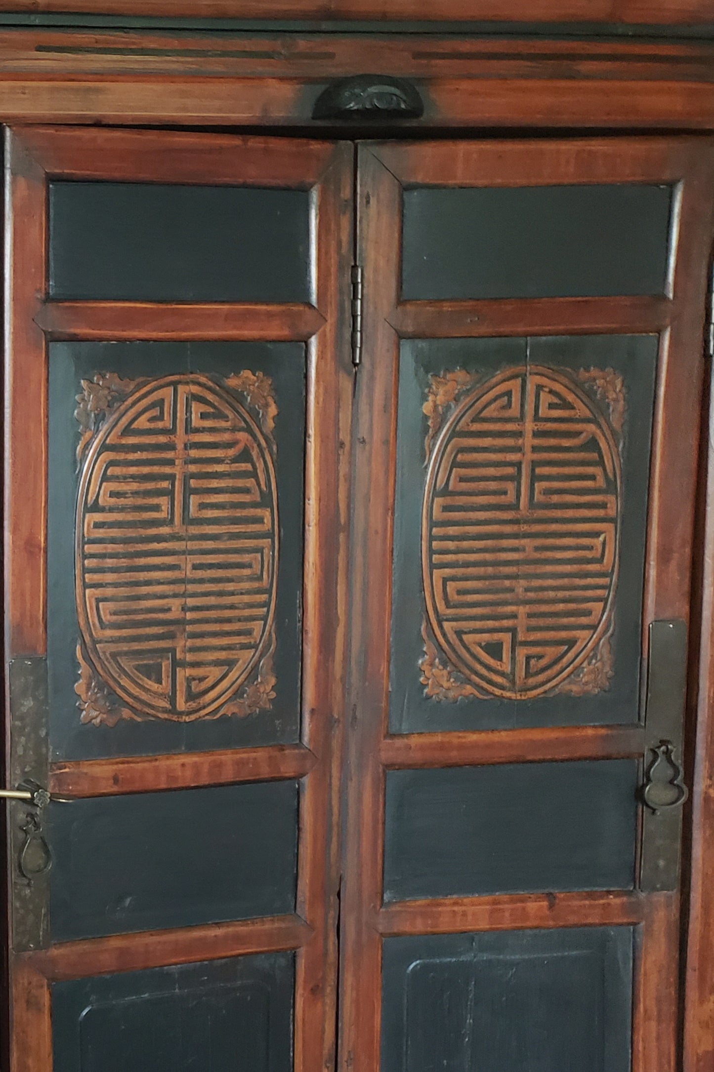 Antique Chinese Qing Dynasty c1800's Yumu Elm Armoire Wardrobe 52"W x 71"H