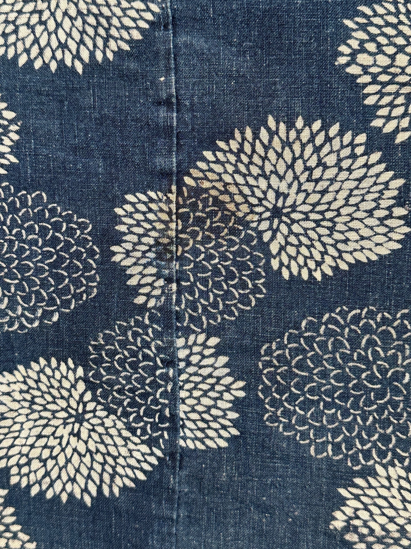 Antique Japanese 19th Century Textile - Katazome Indigo 65"x65" Kiku #82