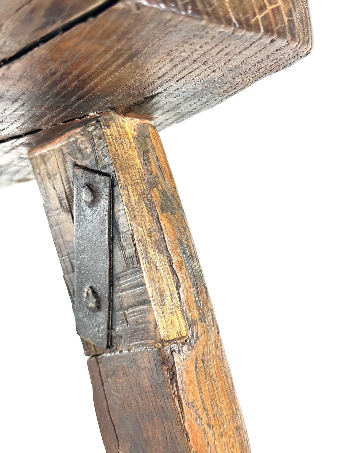 ntique Chinese Elm Rustic Farm Stool Waisted Saddle Seat Late Qing 20"H