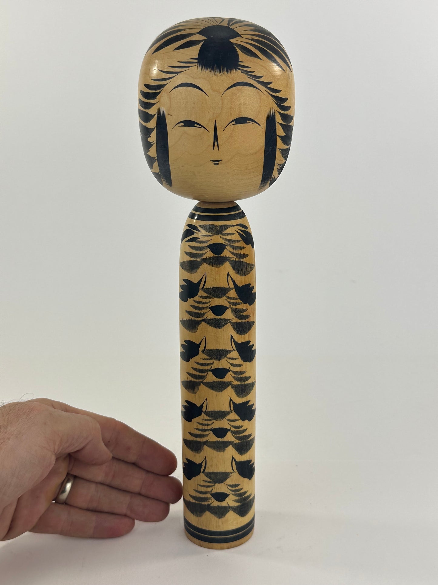 Vintage Japanese Kokeshi Wooden Doll Signed by Maker 12"