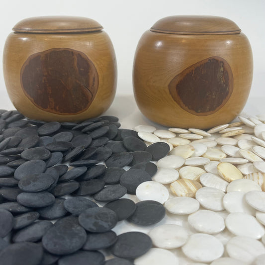 Vintage Go Stones Natural Shell & Slate w/ Keyaki Bowls