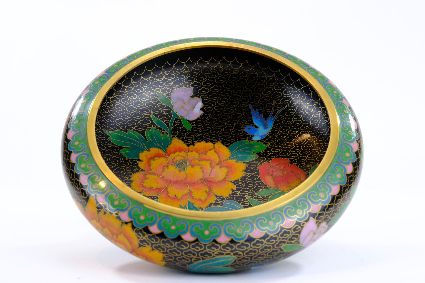 Antique Japanese Meiji Period Cloisonné Bowl with Floral Decoration