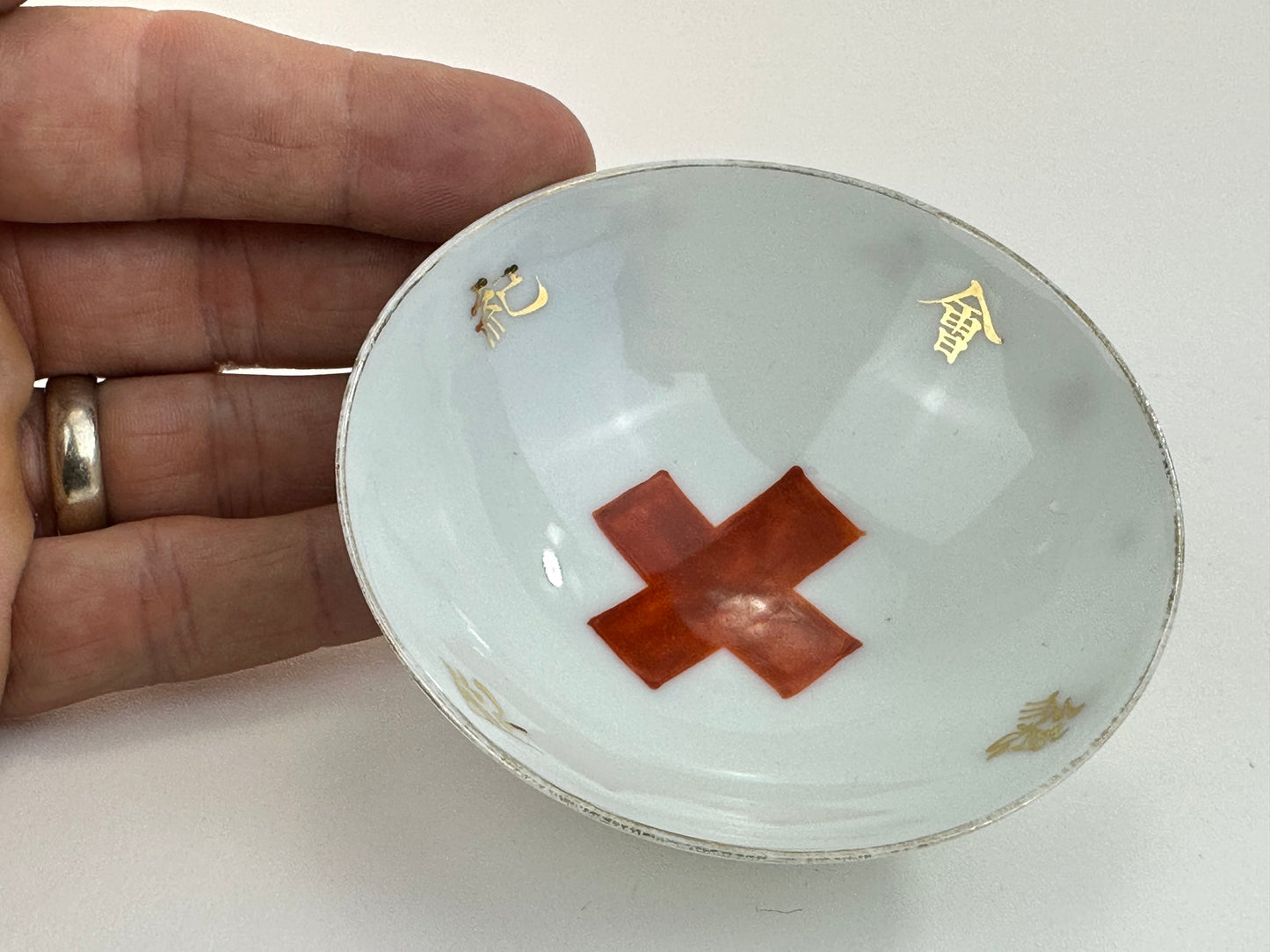 Antique Japanese Taisho Era c1920's Military Sake Cup Sakazuki ~3"W