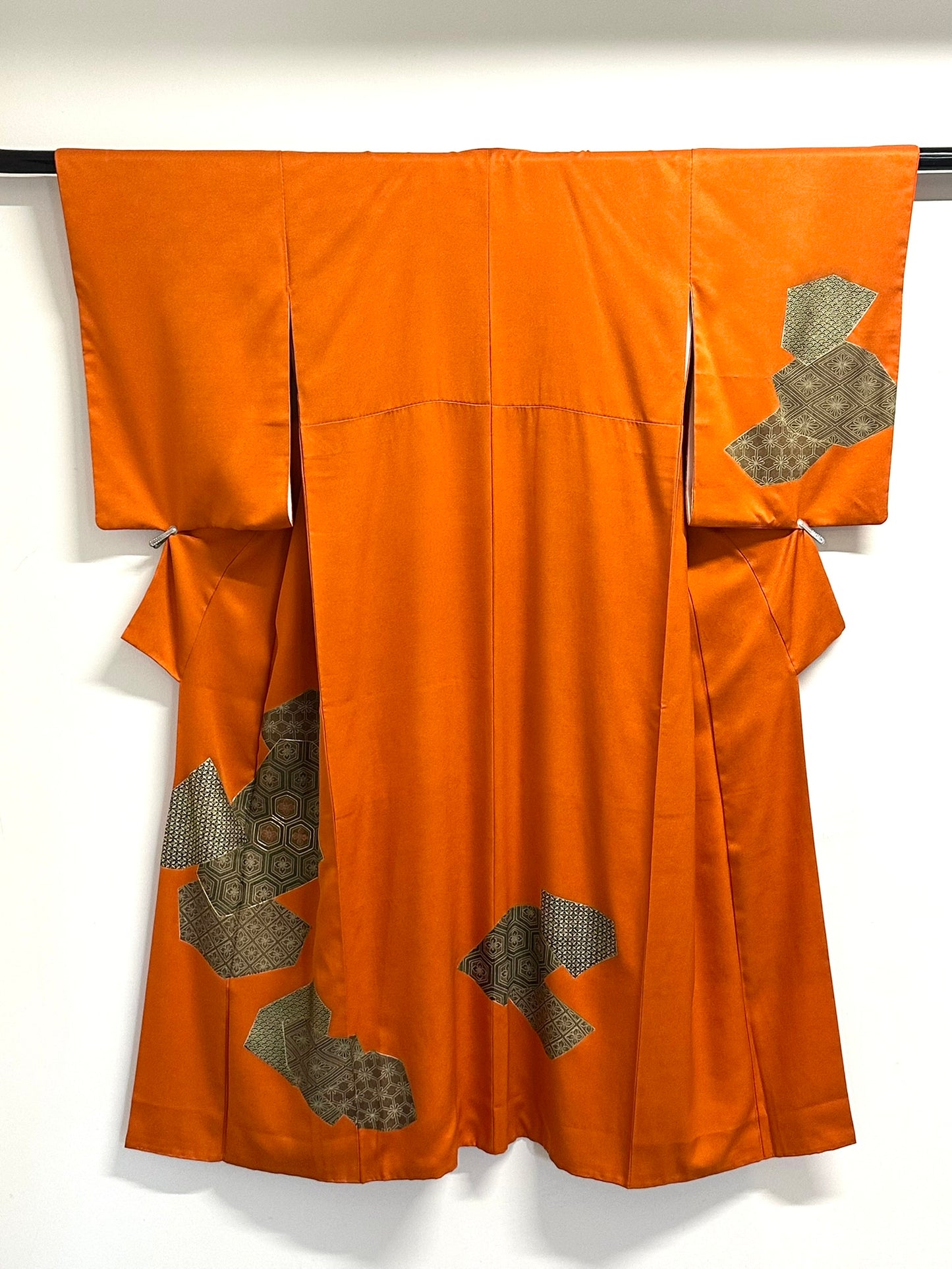 Vintage Japanese Silk Kimono Abstract Geometric Patchwork Kikko Showa Hōmongi