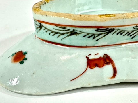 Chinese Famille Rose Porcelain Lozenge Dish Peach Longevity Floral Celadon Ground Late Qing 7.5"