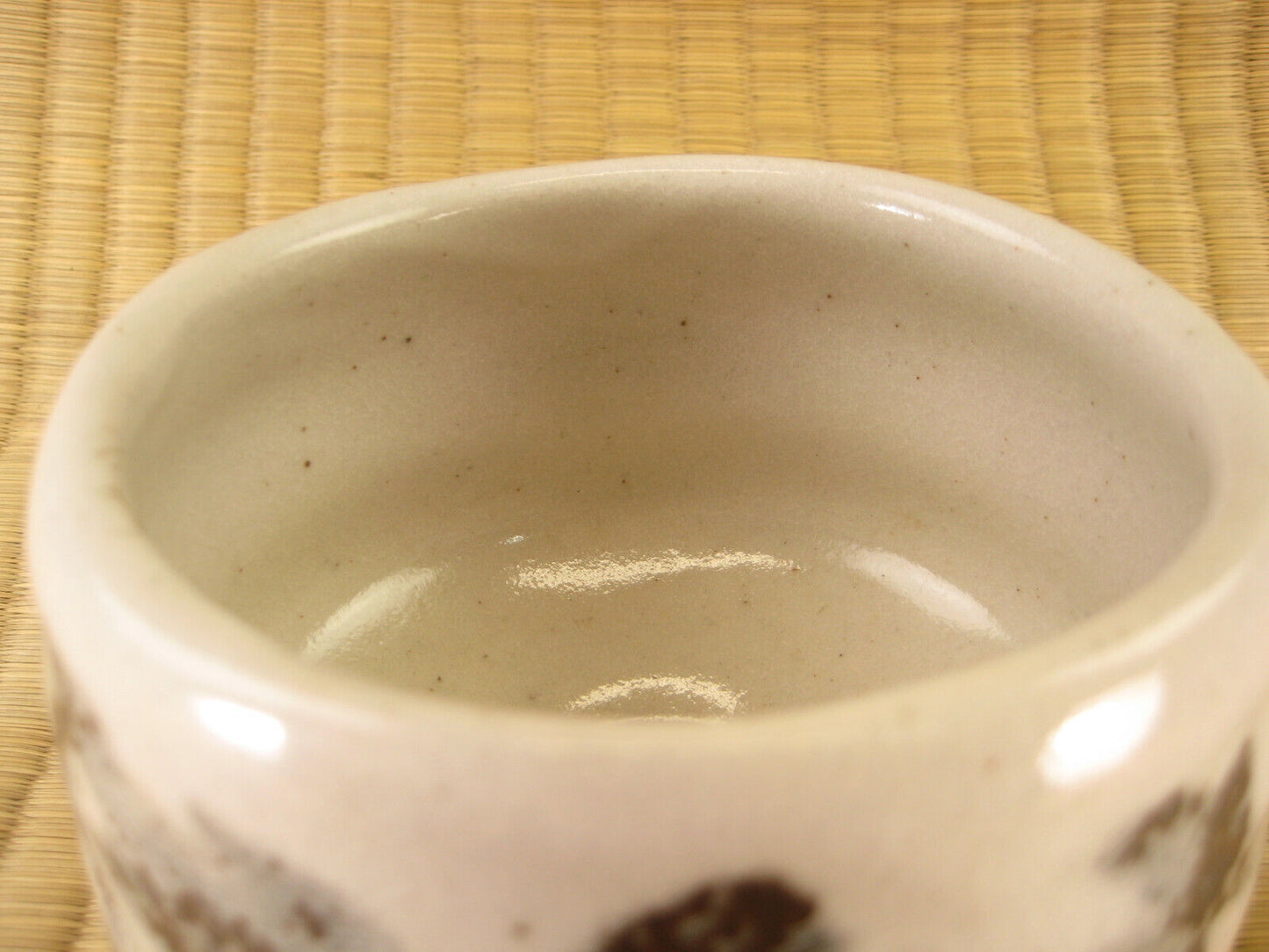 Japanese Mountain Chawan Tea Ceremony Bowl Landscape White 4.5"