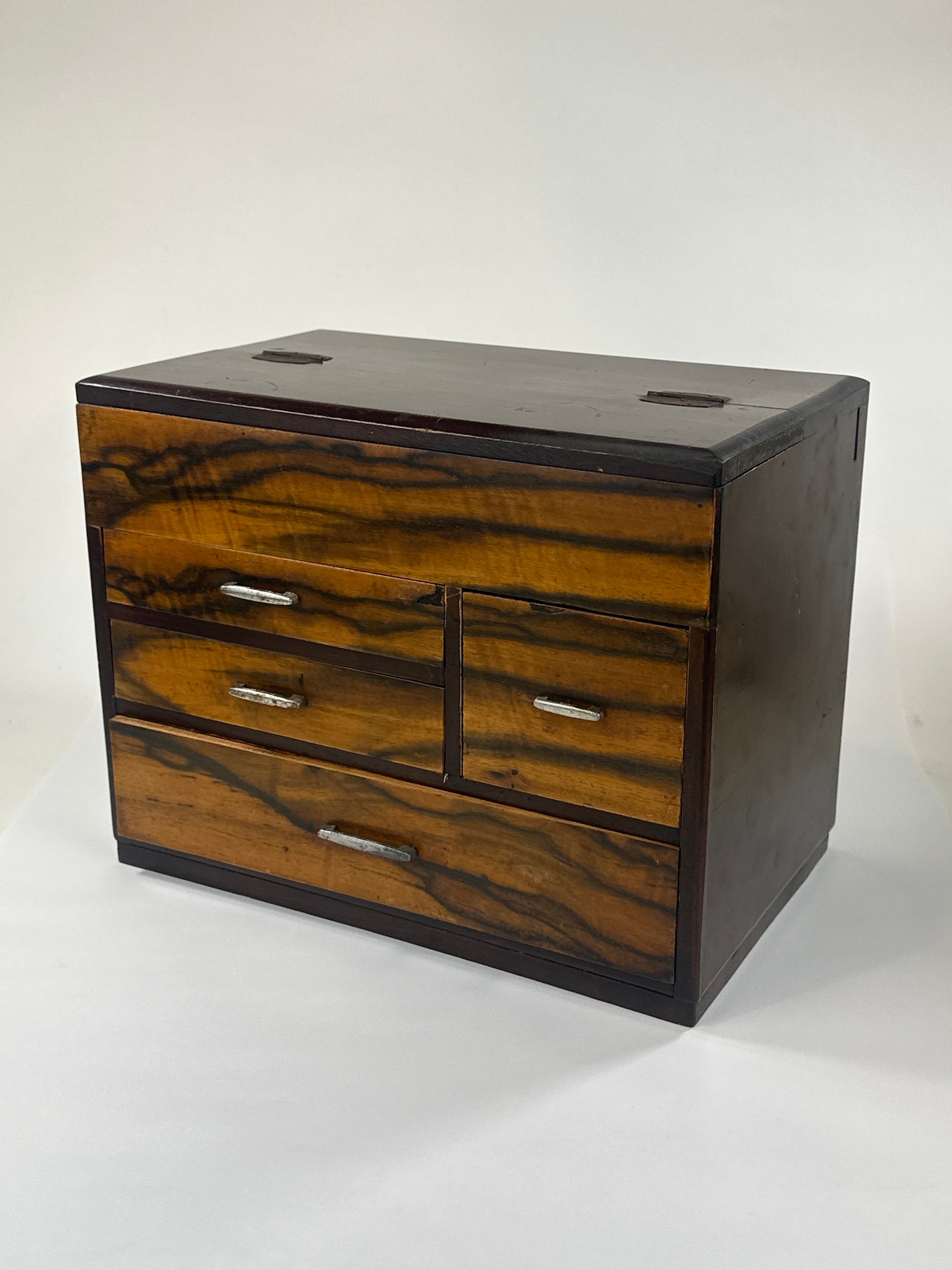 Antique Japanese Taisho c1920’s Persimmon Wood Haribako Tansu 11.5”