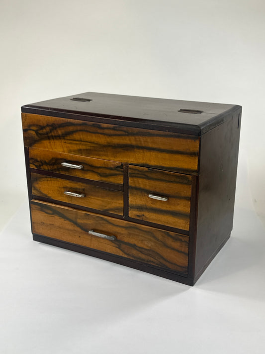 Antique Japanese Taisho c1920’s Persimmon Wood Haribako Tansu 11.5”