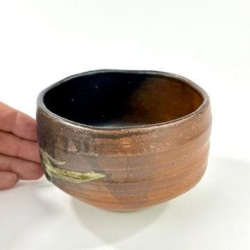 Japanese Mino Ware Chawan Matcha Tea Bowl Iron Brown Black Ash Green Drip Glaze NEW 5"
