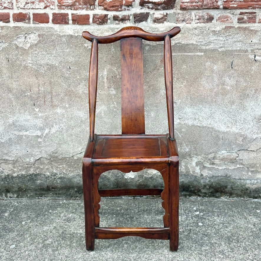 Antique Chinese Elm Yoke Back Official's Hat Chair Guanmaoyi Late Qing Dynasty 38"H LS#139