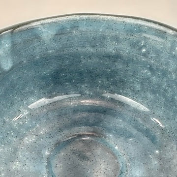 Japanese Chawan Matcha Tea Bowl Grey Speckle Exterior Blue Interior Two Tone Glaze NEW 5"