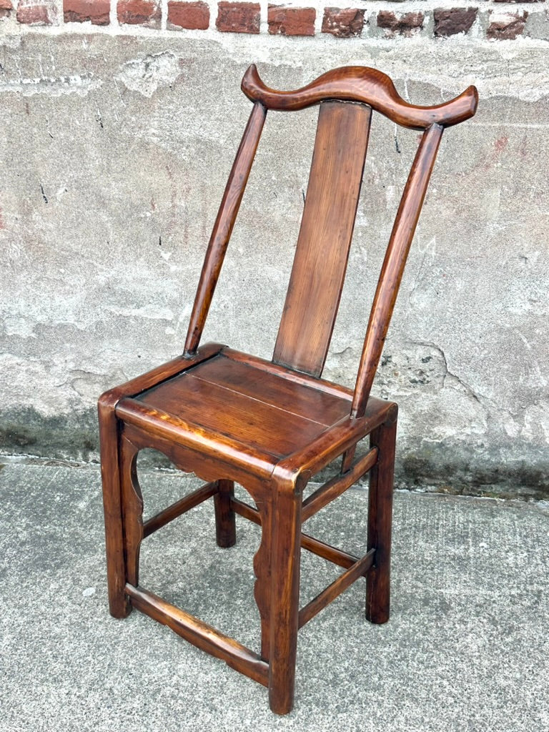 Antique Chinese Elm Yoke Back Official's Hat Chair Guanmaoyi Late Qing Dynasty 38"H LS#139