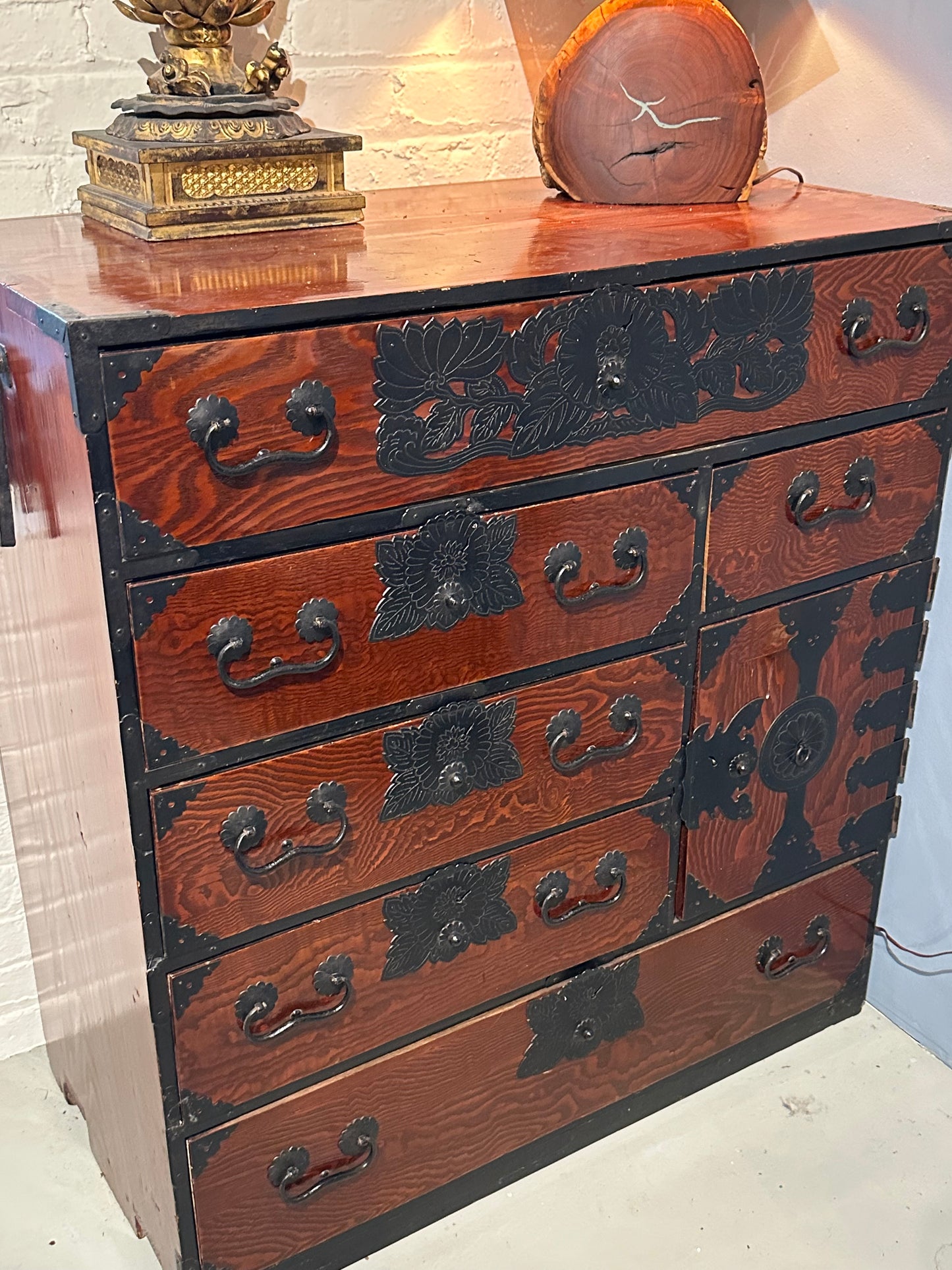 Antique Japanese Sendai Ishodansu Clothing Tansu Keyaki & Sugi Chest 39"H LS#124