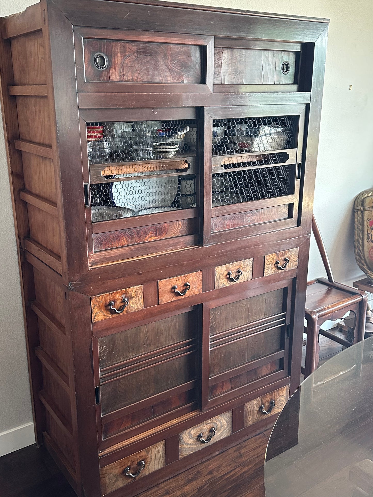 LS#128 Antique Japanese Meiji Era Chobadansu Document Chest 68”H