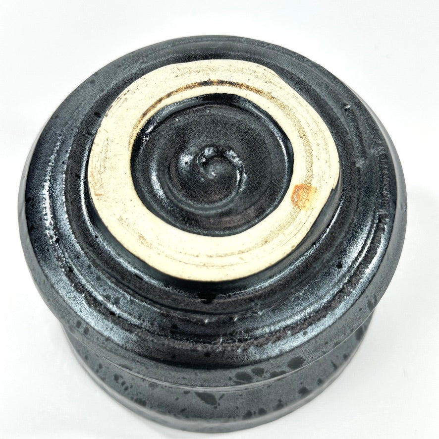 Japanese Handmade Mino Ware Hime Chawan Matcha Tea Bowl Yuteki Oil Spot Black Glaze NEW 5"