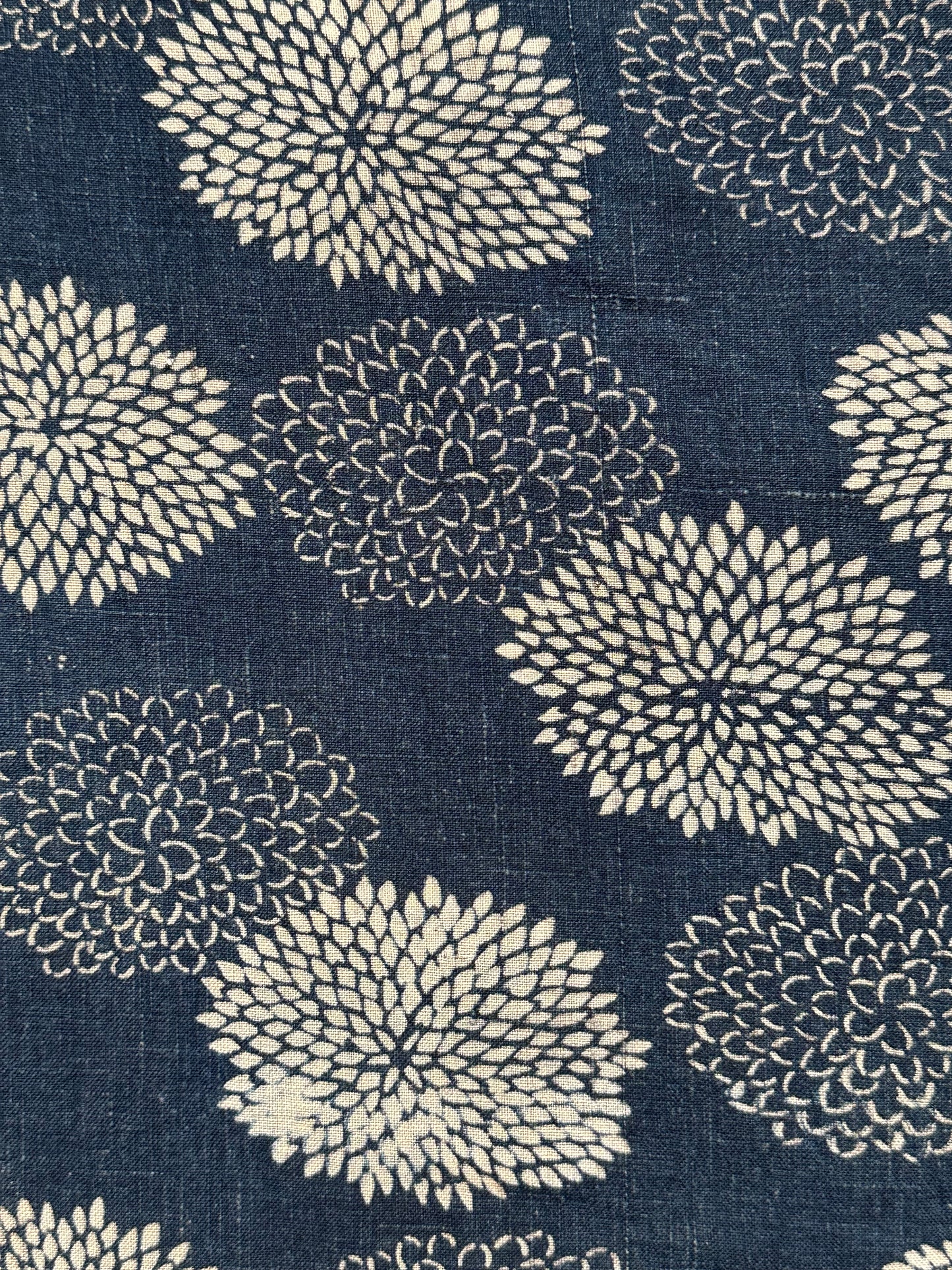 Antique Japanese 19th Century Textile - Katazome Indigo 65"x65" Kiku #82