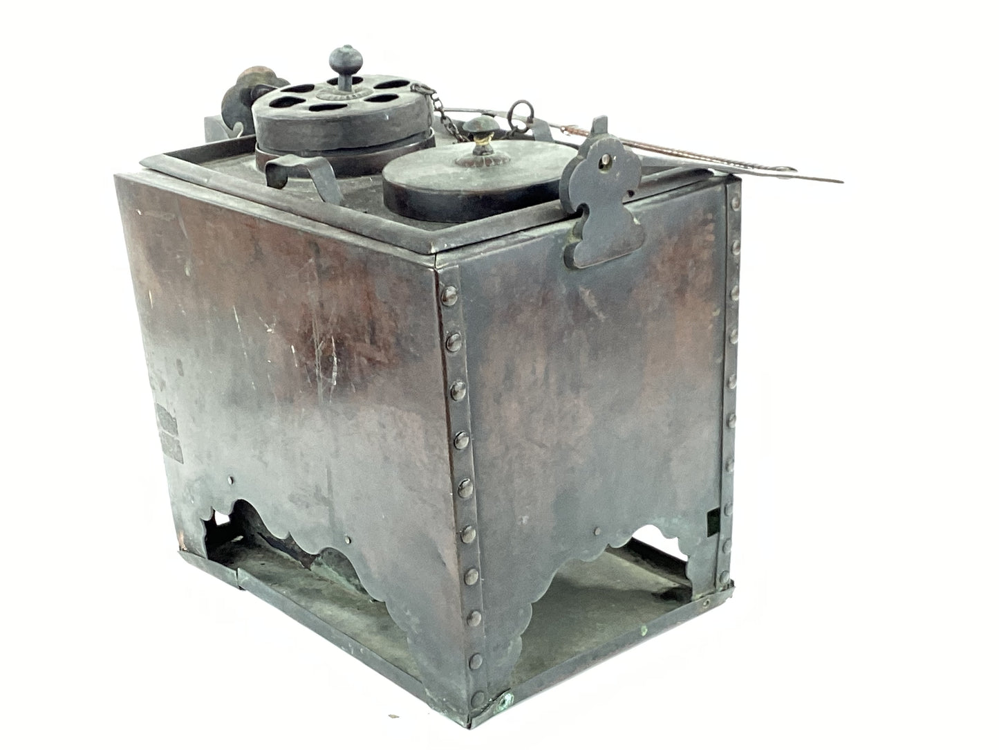 Antique Japanese Charcoalheated Copper Sake Bottle Warmer