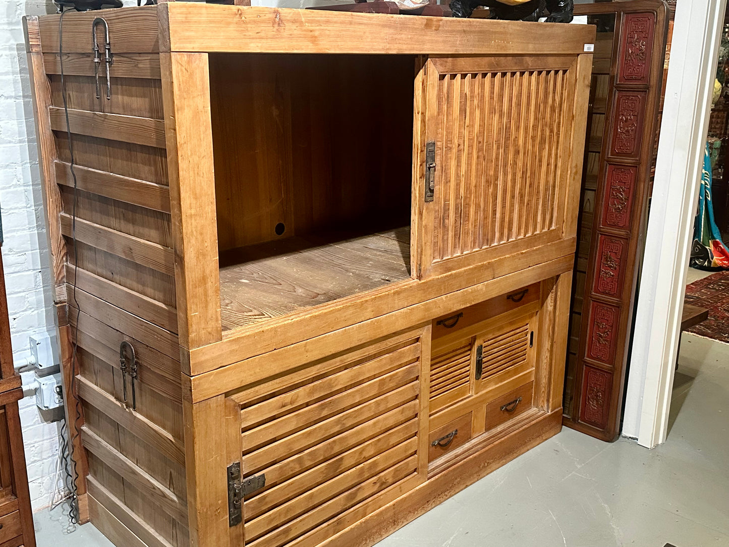 Antique Japanese Meiji Era c1880's Futondansu Blanket Chest Tansu 71"