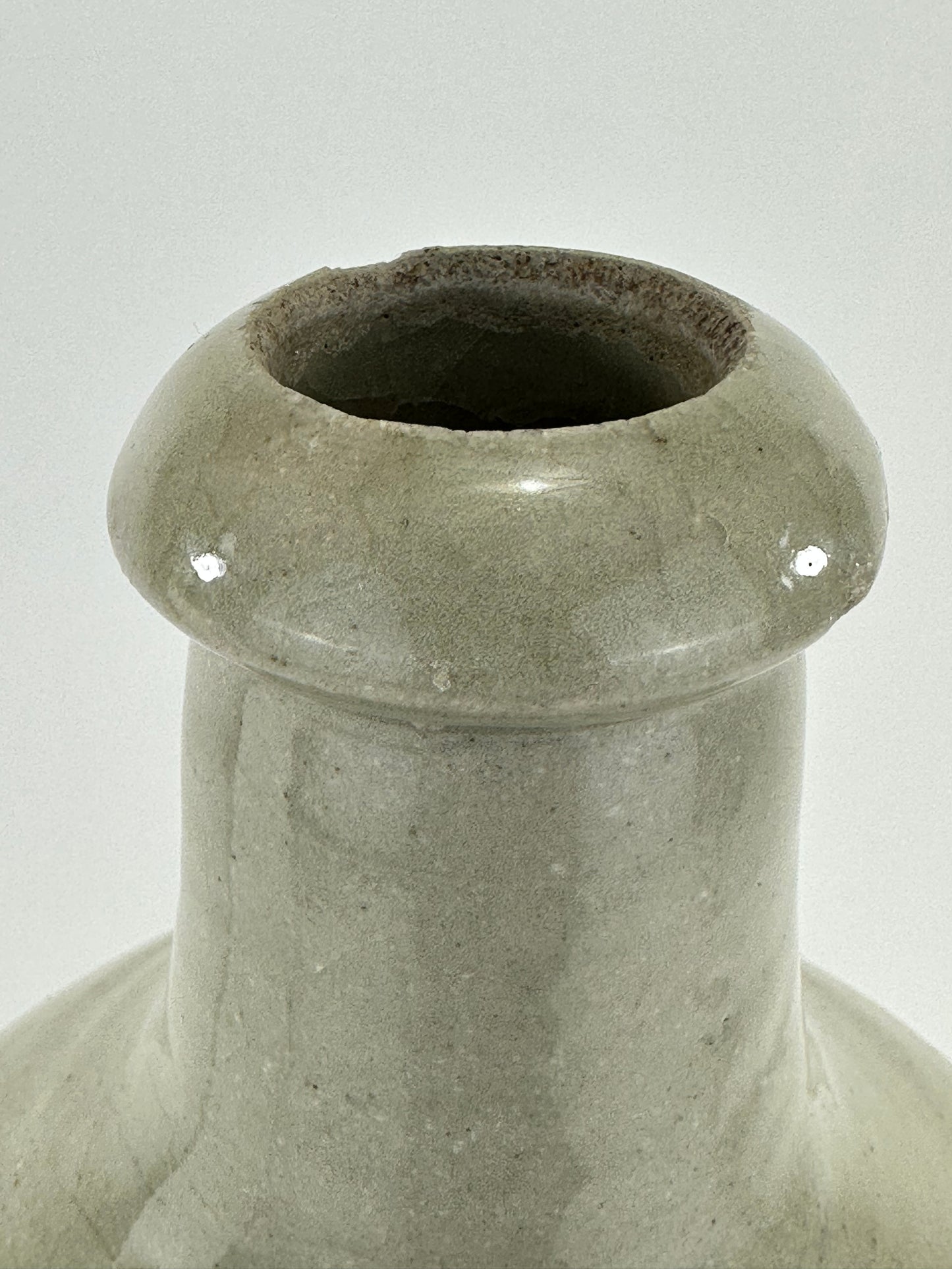 Antique Japanese 1800's Tokkuri Sake Jug Calligraphy Ceramic Vase 10" Nakaya