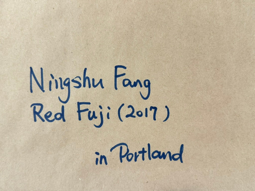 Contemporary Nihonga Red Fuji Aka Fuji Watercolor Gold Leaf Ningshu Fang 2017 20"W LS#168