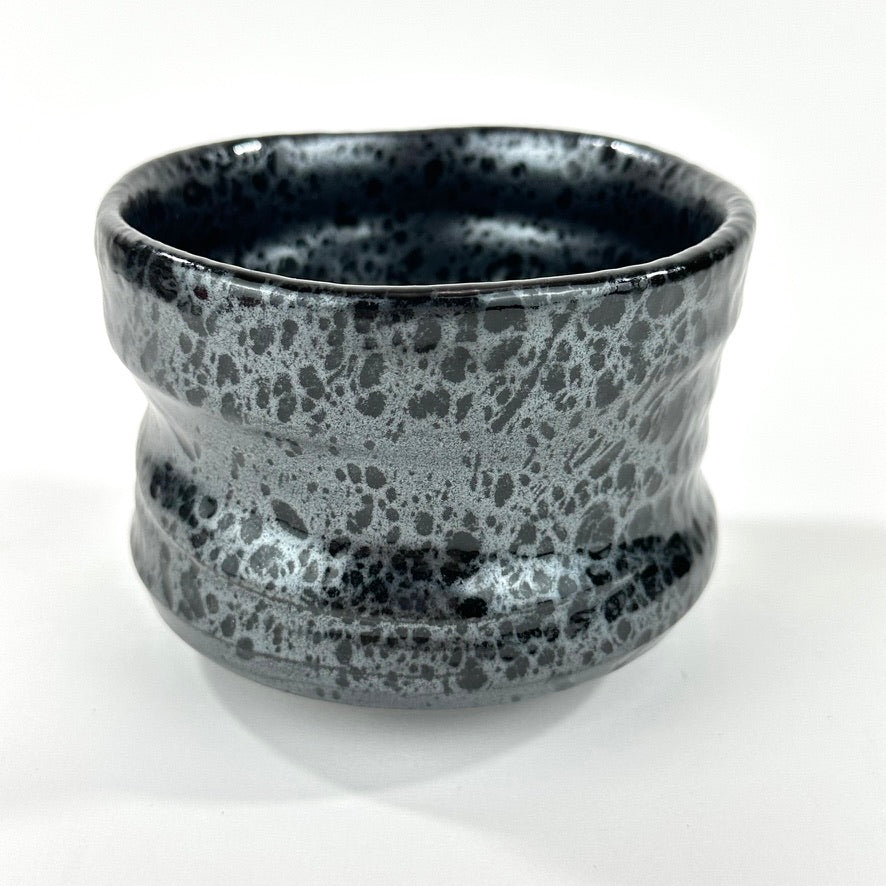 Japanese Handmade Mino Ware Hime Chawan Matcha Tea Bowl Yuteki Oil Spot Black Glaze NEW 5"