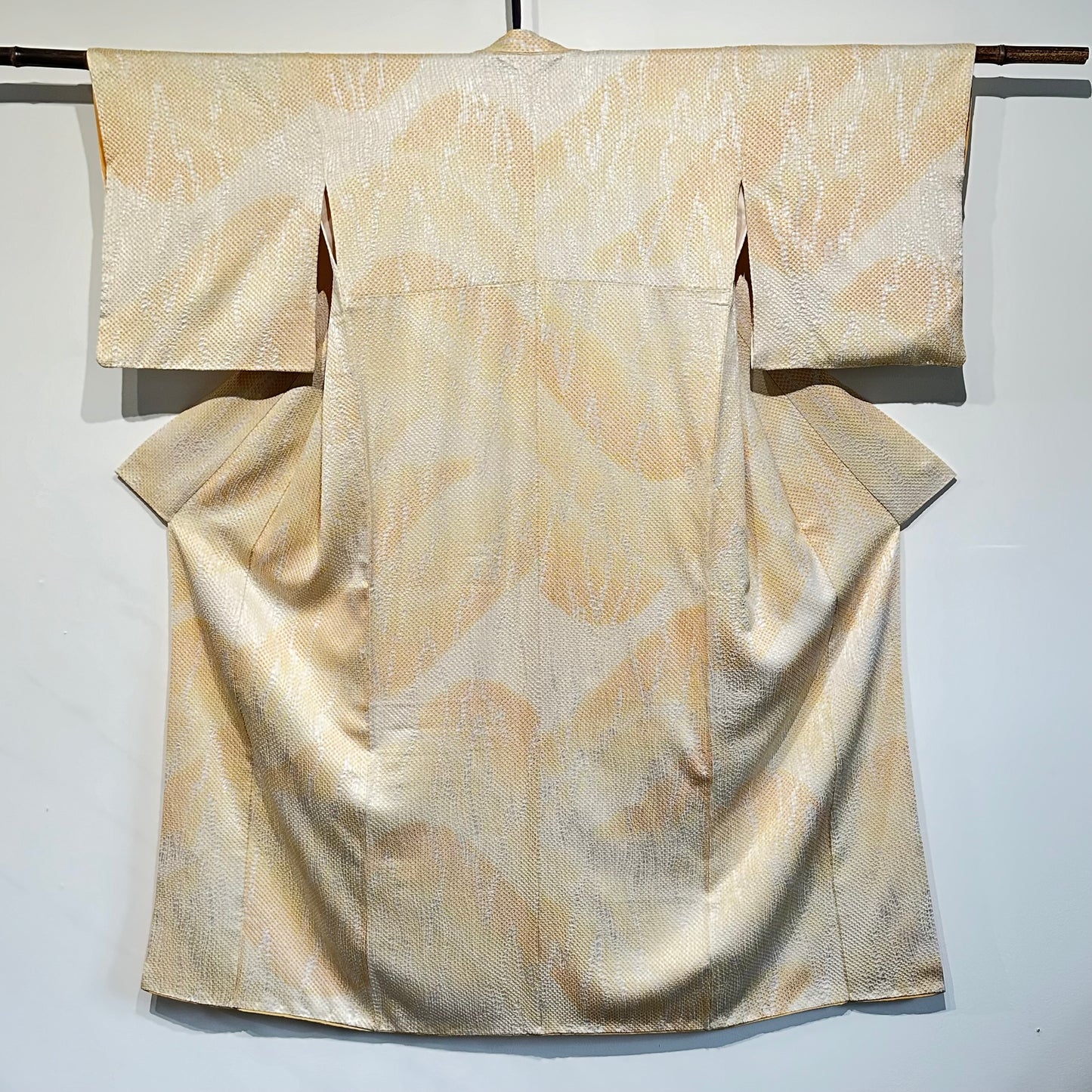 Japanese Silk Kimono Honso Shibori Toyama Pattern Yellow