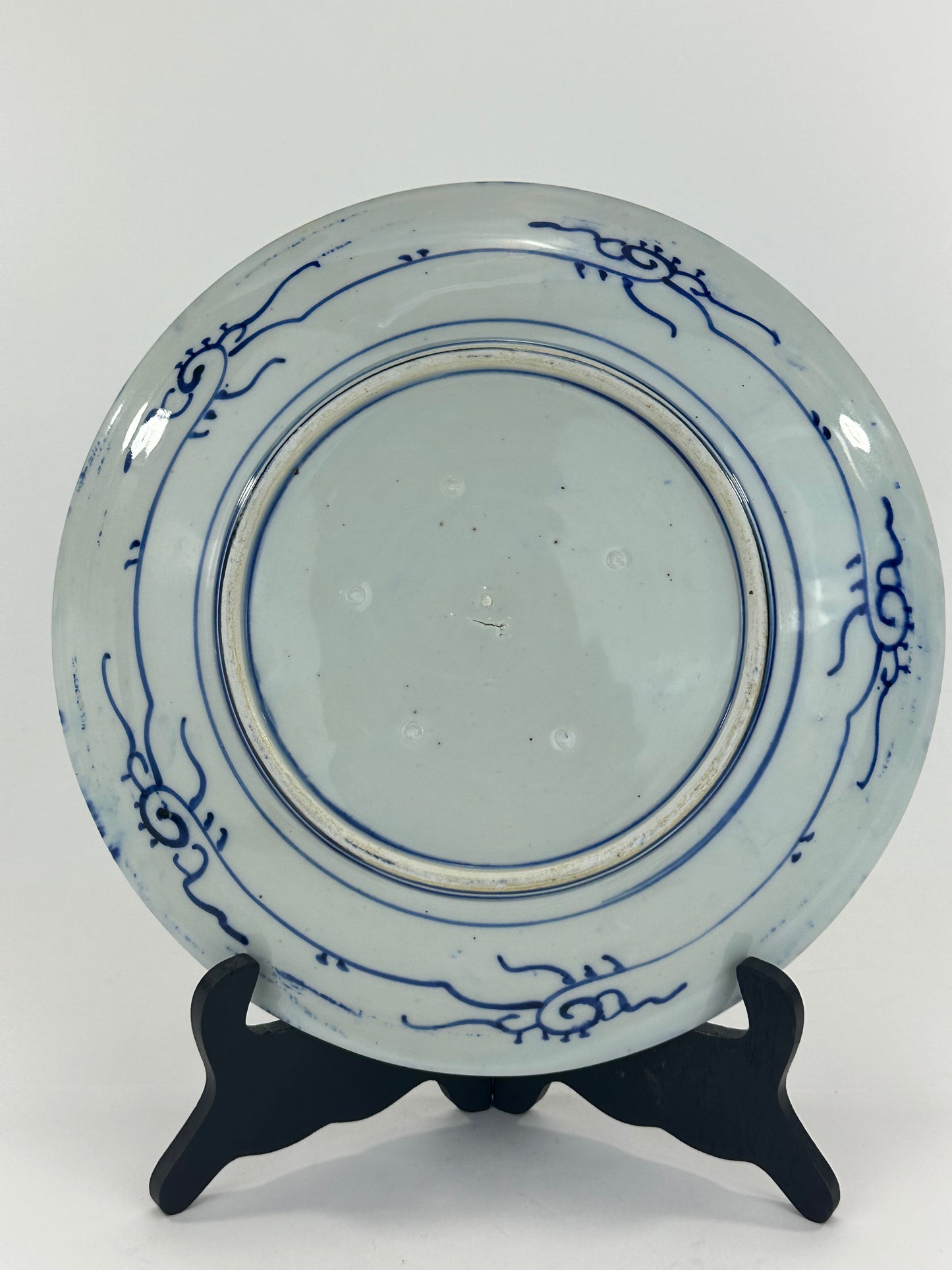 Antique Japanese Late Edo Period 19th Century Imari Ceramic Plate Blue & White 11.5"