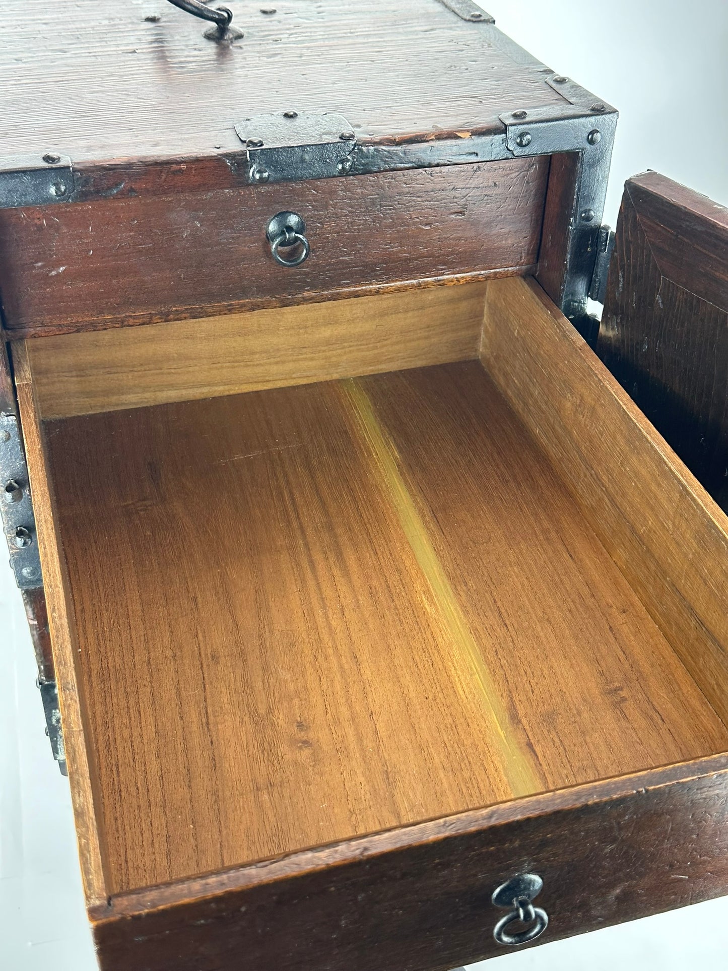 ntique Japanese Funadansu Ship Chest Sugi Kiri Iron Hardware Edo Period Custom Stand c1840's