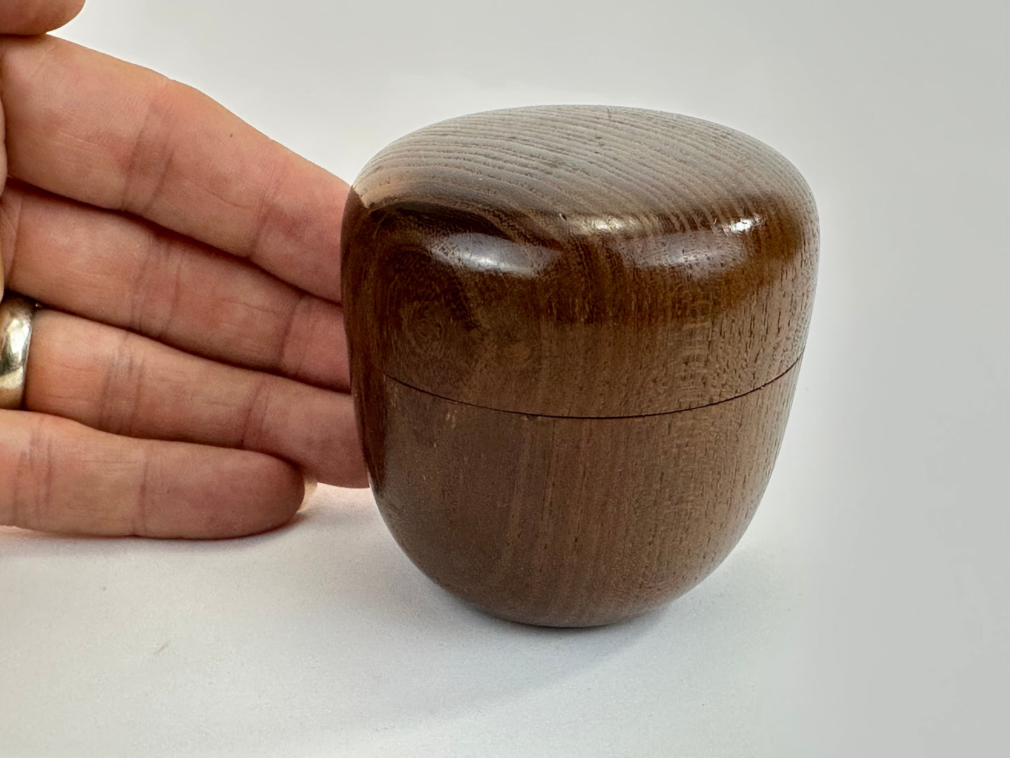 Vintage Japanese Wooden Tea Ceremony Natsume Usuki w/ Natural Wood Grain