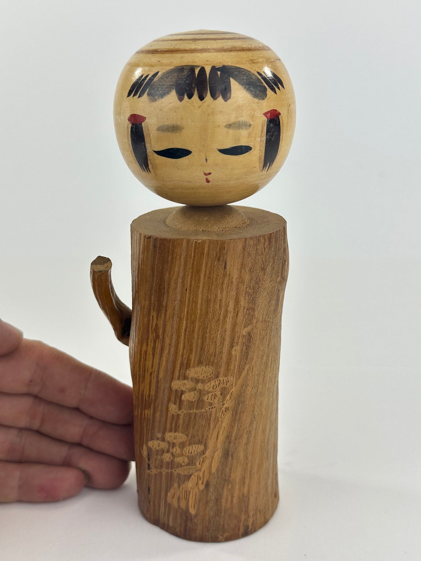 Vintage Japanese Kokeshi Wooden Doll Signed by Maker 7"