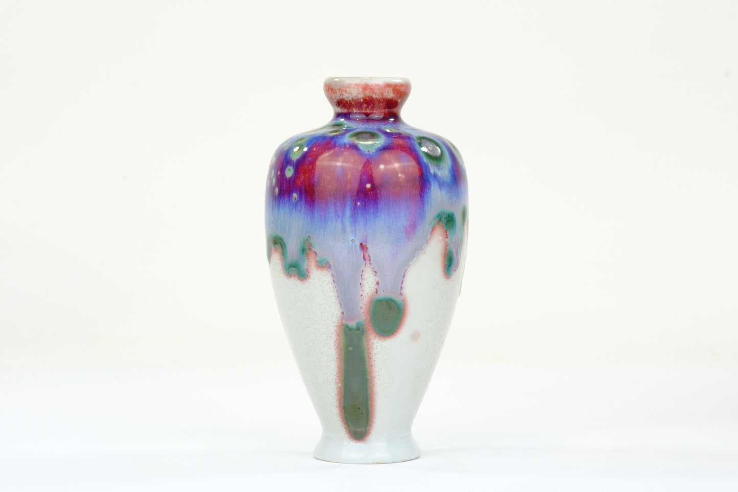 Matsuyama Gaei Peacock Glaze Vase Japanese Hand Thrown w/ Box 4.5"