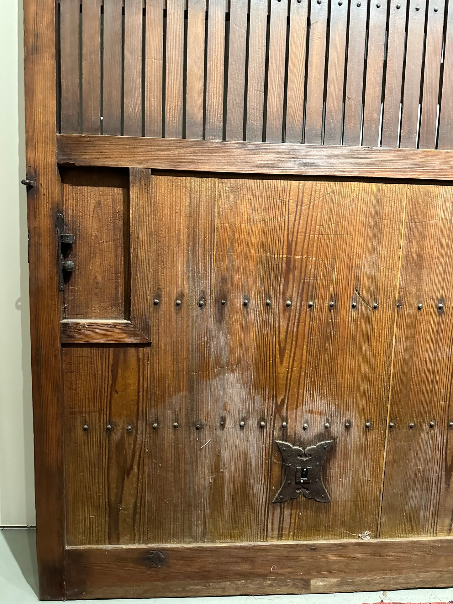 Antique Japanese Edo Era (18th C) Warehouse Door Forged Iron & Sugi 76"H