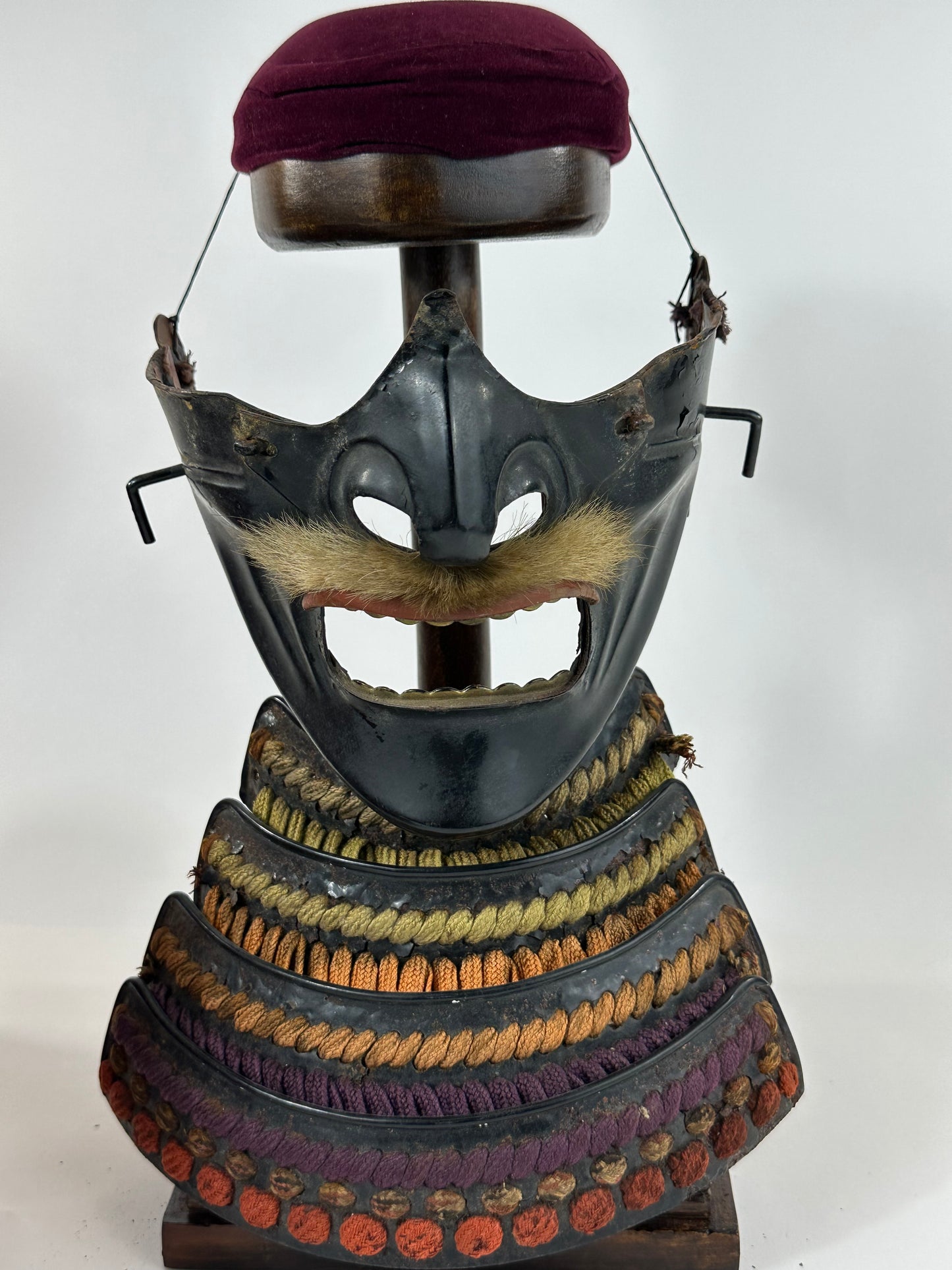 Japanese Edo Period Momonari Kabuto Samurai Helmet Red Lacquer w/ Crescent Moon Maedate LS#157