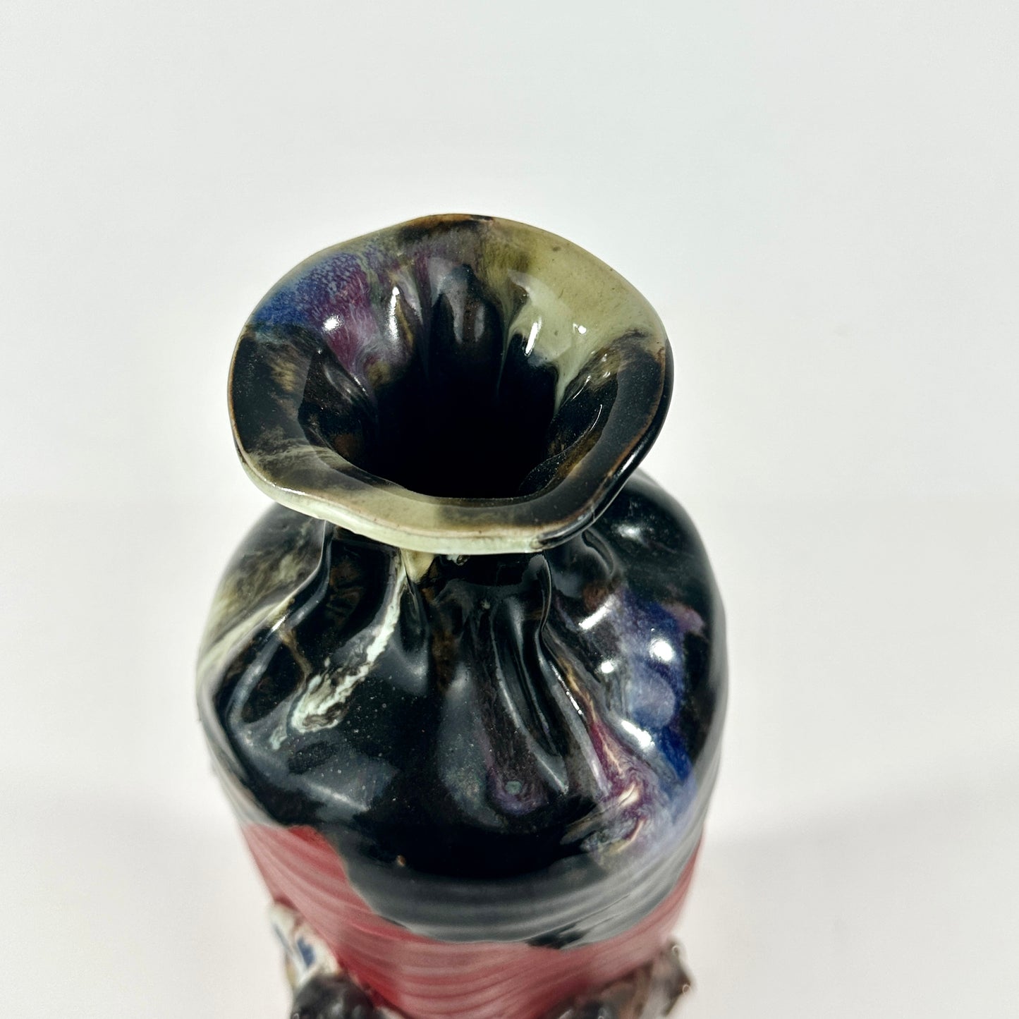 Antique Japanese Sumida Gawa Ceramic Vase w/ Children Inoue Ryosai (c1900) LS#085