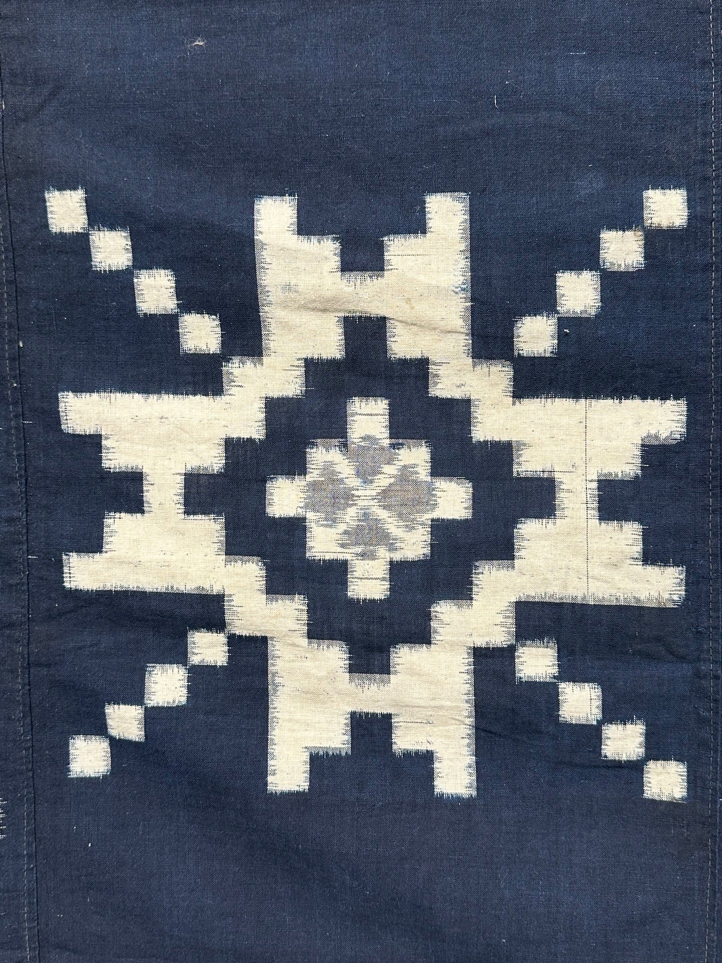 Antique Japanese 19th Century Textile - Kasuri Indigo Ikat 51"x57" #77