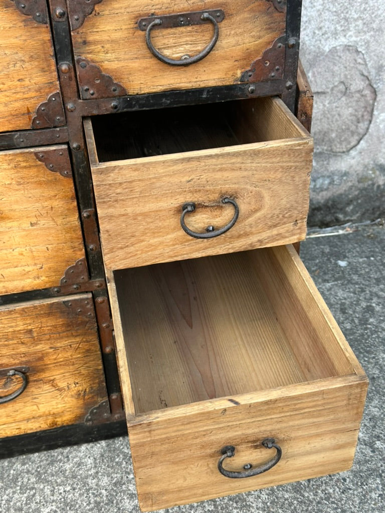 Japanese Edo Period Chobadansu Merchant Chest Kiri & Sugi Tansu 36"W
