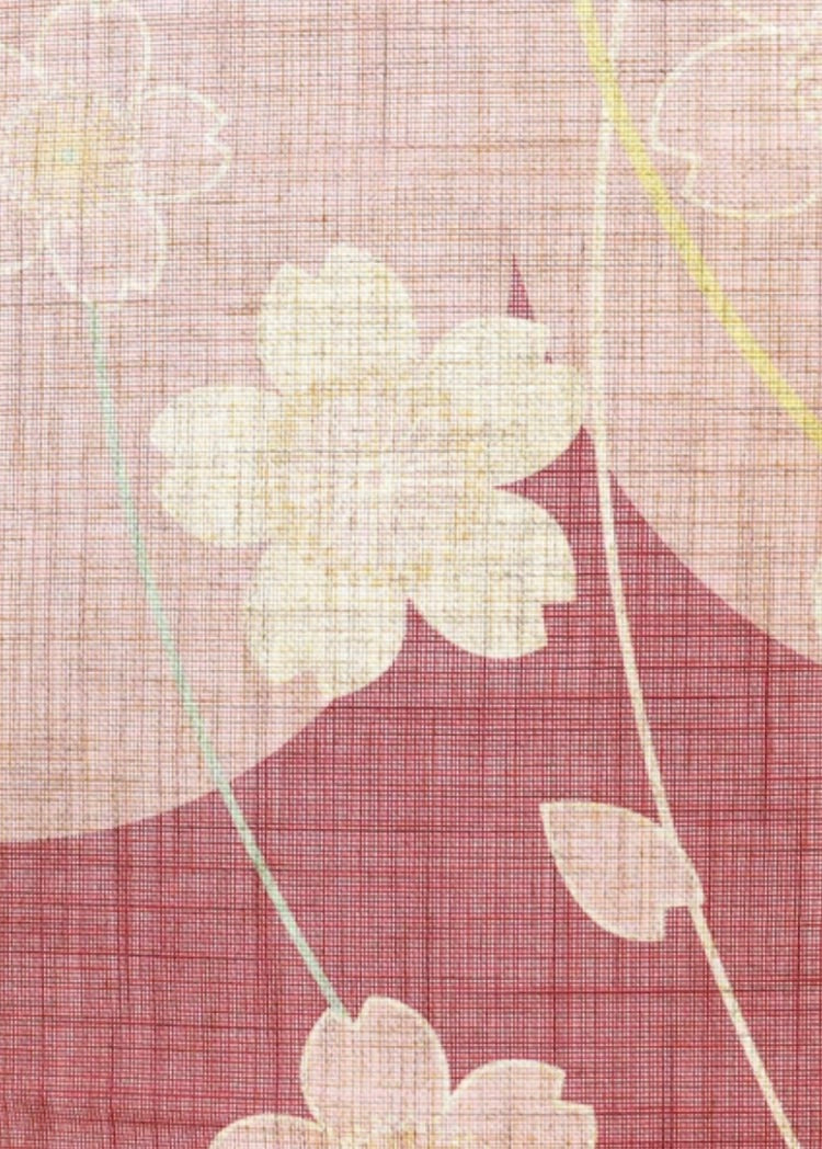 New Japanese Noren Curtain Line Cherry Blossom Rose Slub 150cm Made in Japan