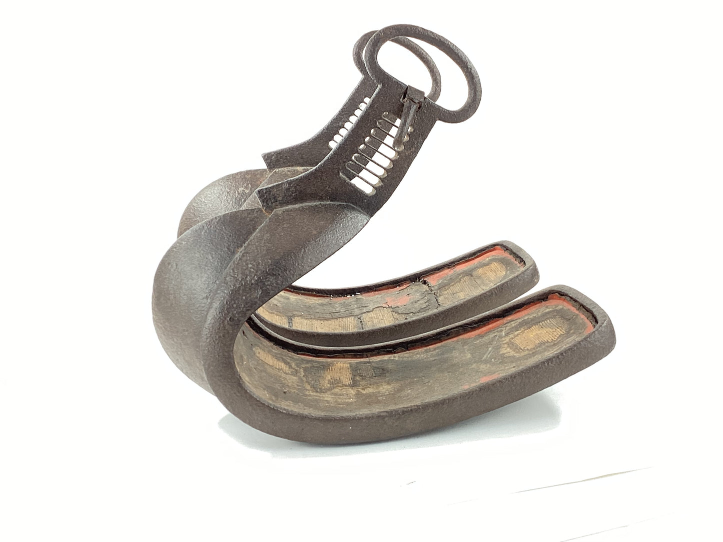 Antique Edo Period Japanese Samurai Stirrups (Abumi) Pair of Iron Horse Riding Fittings LS#182