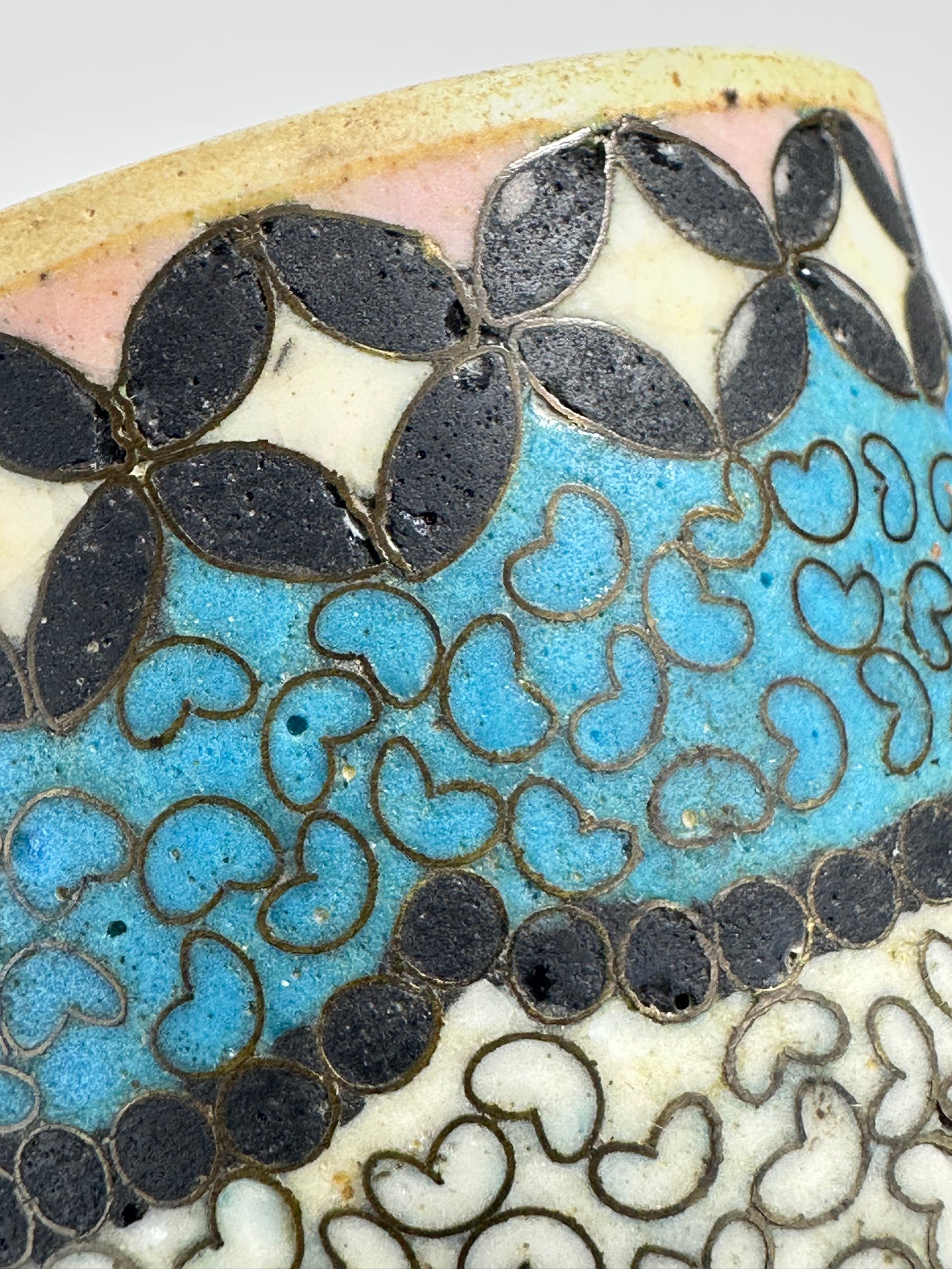 Antique Japanese Kinkozan Style Cloisonné Brush Pots Pair 5.25"H