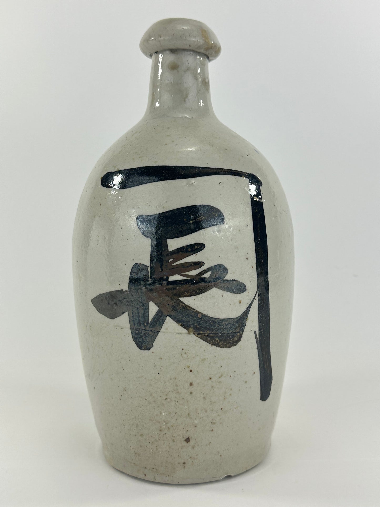 Antique Japanese 1800's Tokkuri Sake Jug Calligraphy Ceramic Vase 11" Tanumaya