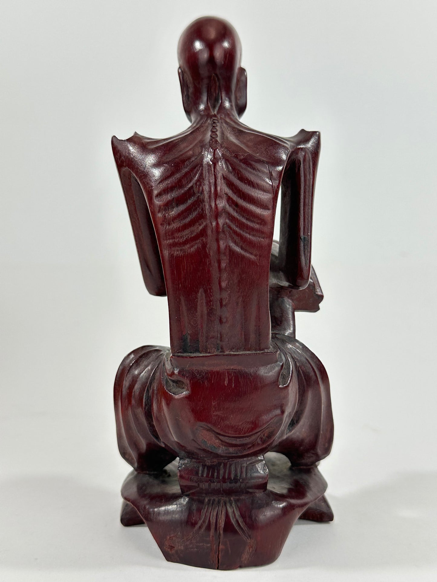 Vintage Chinese Hand-Carved Hardwood Figurine Sculpture Folk Figure 5"H