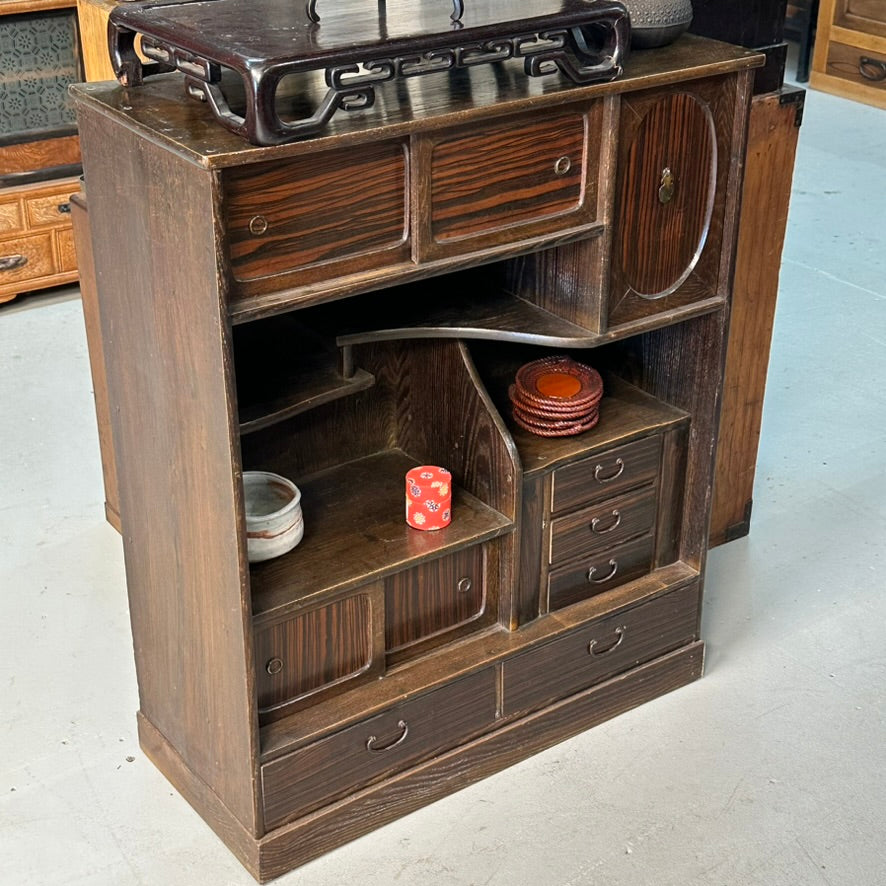 SAVE 50% - Antique Japanese Chadansu Tea Cabinet Macassar Ebony Sugi Taisho c 1920s