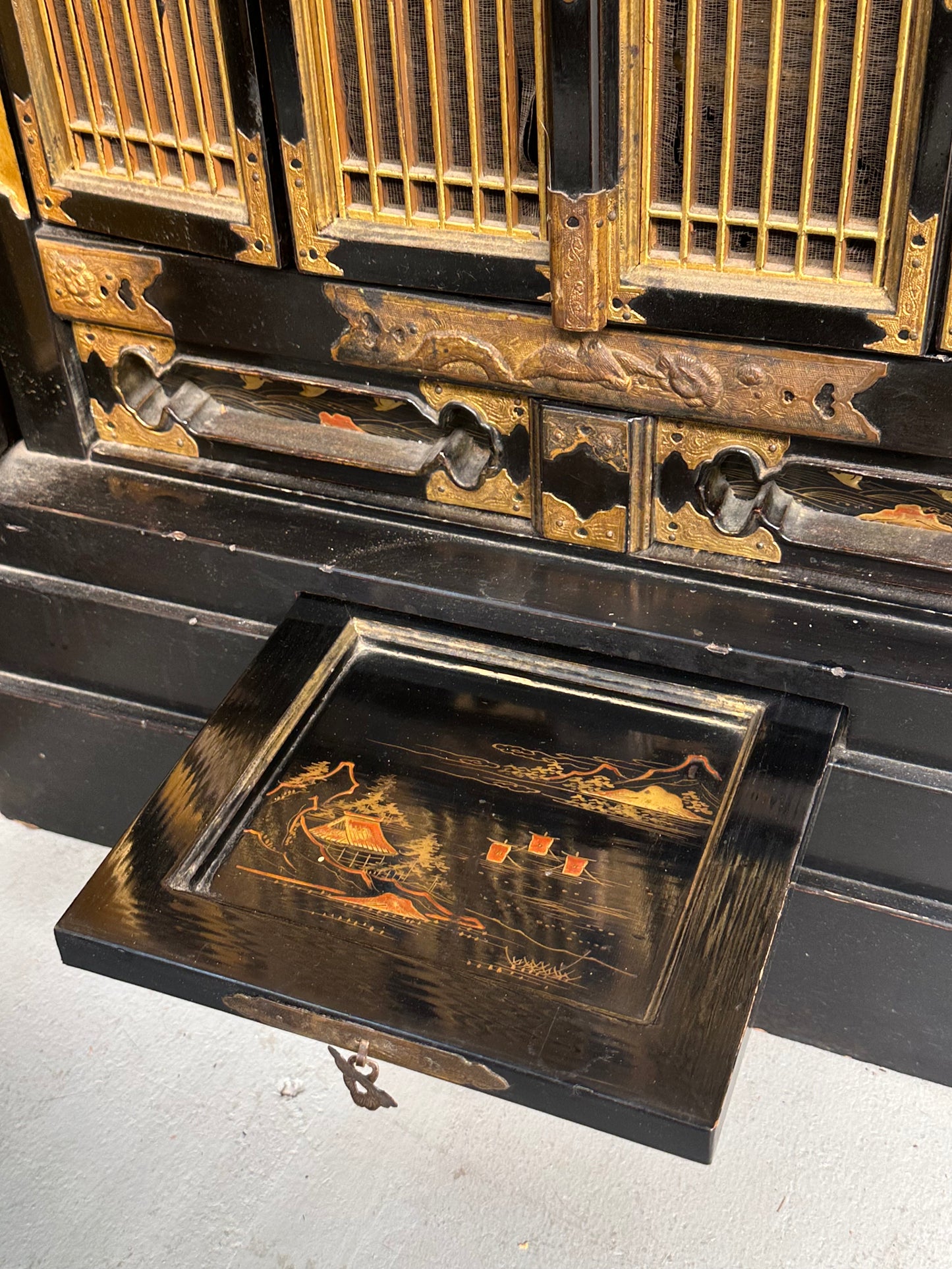 Antique Japanese Meiji Era (late 1800's) Butsudan Family Alter 45”H