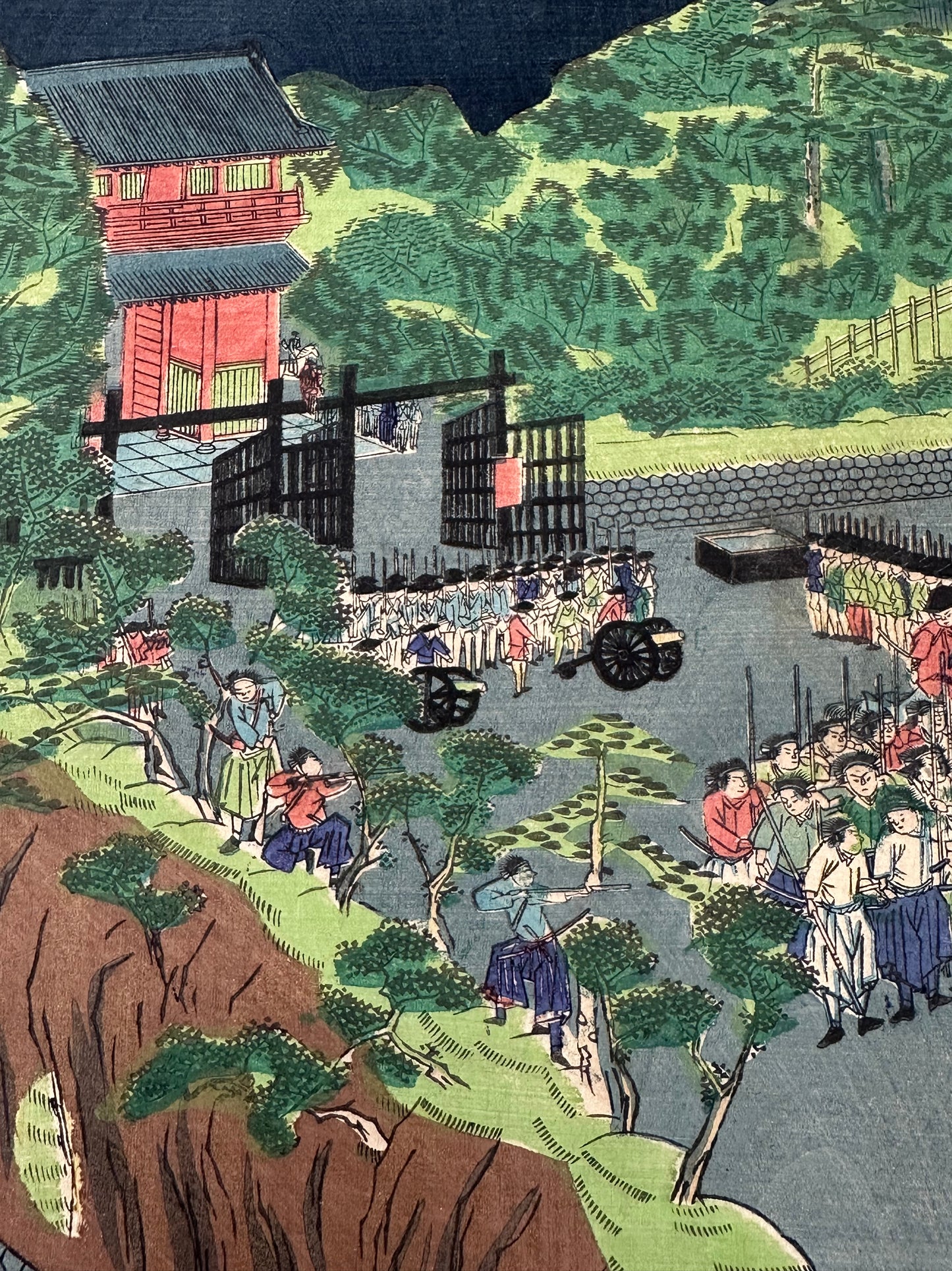 Original Japanese Woodblock by Eisai Spring Battle of Honnoji Warrior 1868LS#206