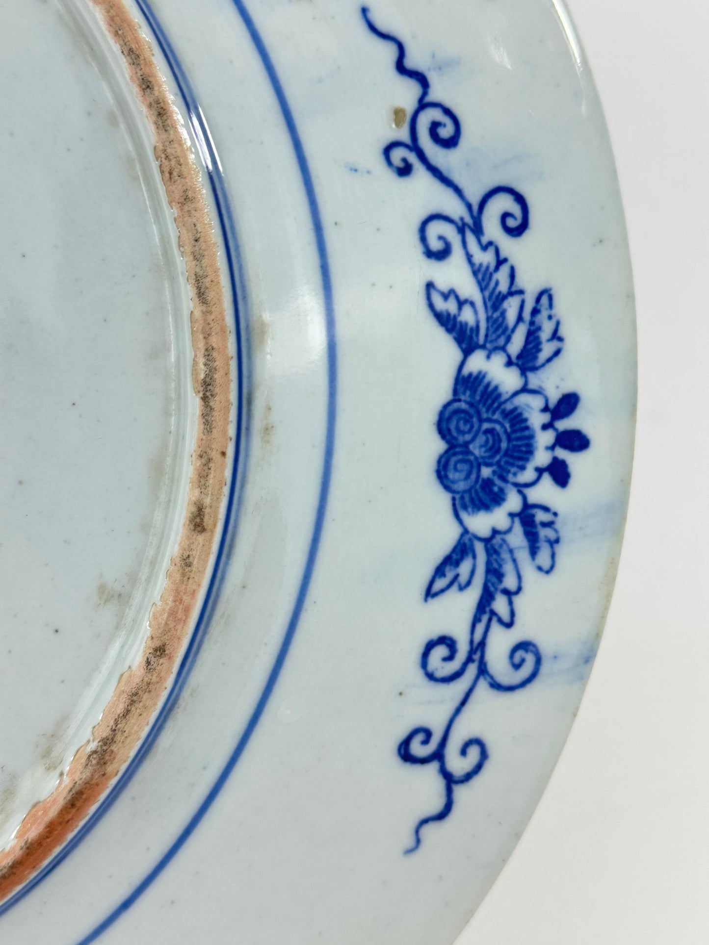 Antique Japanese Late Edo Period 19th Century Imari Ceramic Plate Blue & White 12.5"