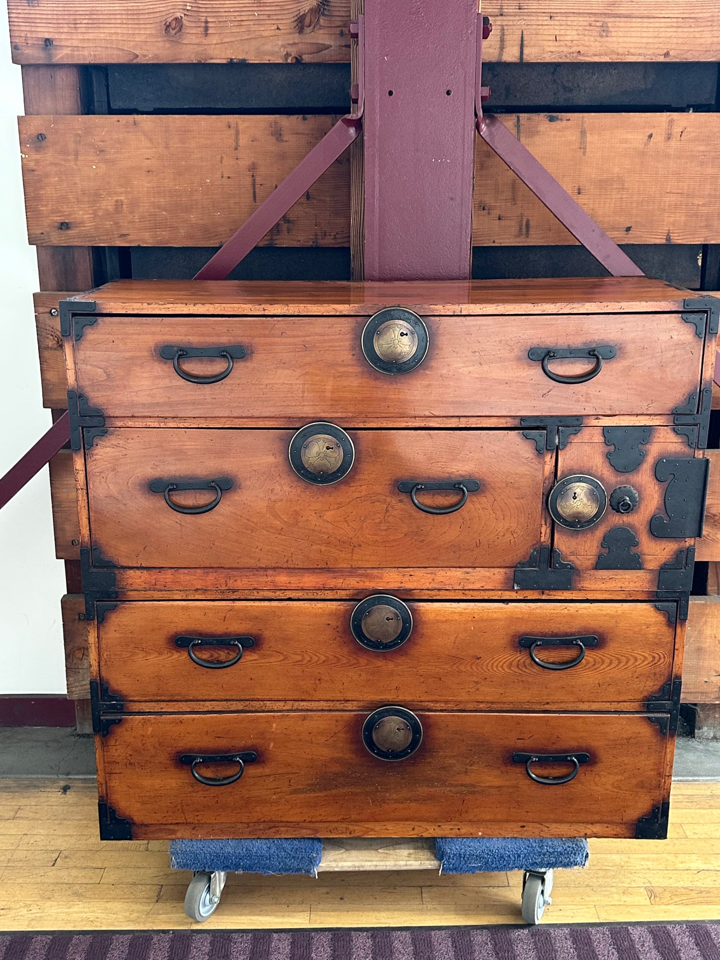 Antique Japanese Clothing Tansu Meiji Era c1880's Ishodansu 45"W